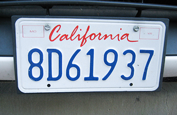 カリフォルニア州ナンバープレート