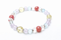 水晶ボタンカット3ポイントブレスレット