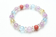 水晶ボタン交互ブレスレット