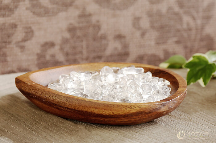 水晶さざれ浄化セット（ホワイトセージ、アカシア木製皿・ドロップ）