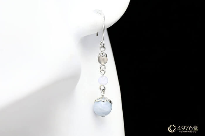 アクアマリン ピアス 三連