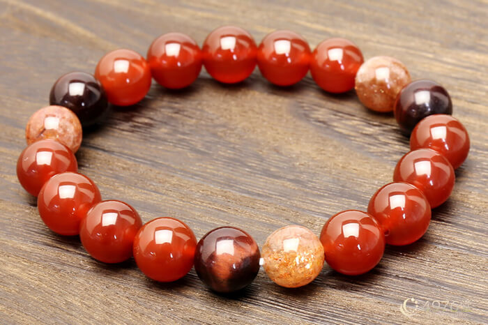 カーネリアン・サンストーン・レッドタイガーアイ ブレスレット
