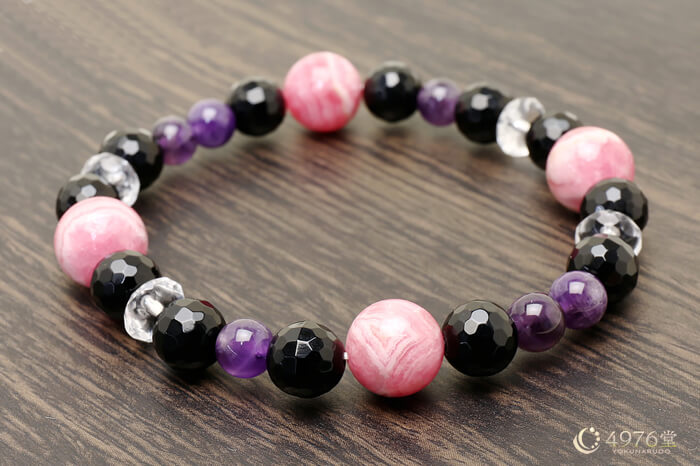 インカローズ・オニキス・アメジスト ブレスレット