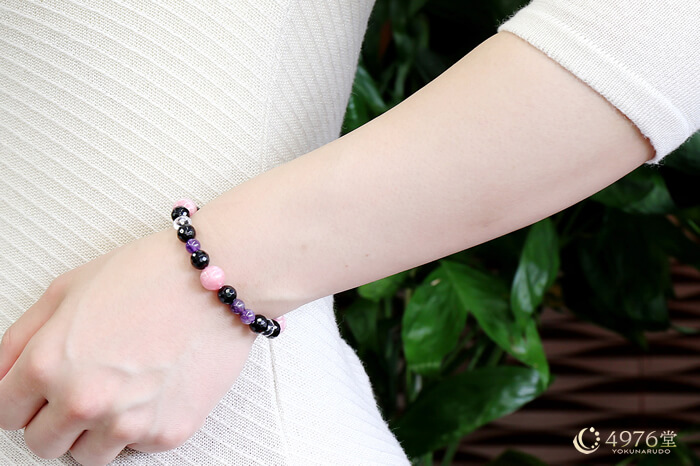 インカローズ・オニキス・アメジスト ブレスレット