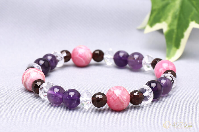 インカローズ・ガーネット・アメジスト パワーストーンブレスレット