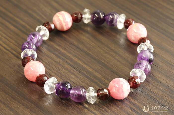 インカローズ・ガーネット・アメジスト パワーストーンブレスレット
