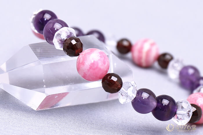 インカローズ・ガーネット・アメジスト パワーストーンブレスレット