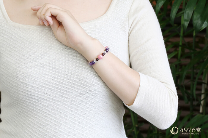 インカローズ・ガーネット・アメジスト パワーストーンブレスレット