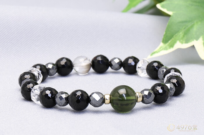 モルダバイト・リビアングラス・ギベオン パワーストーンブレスレット ゴールドフィルド