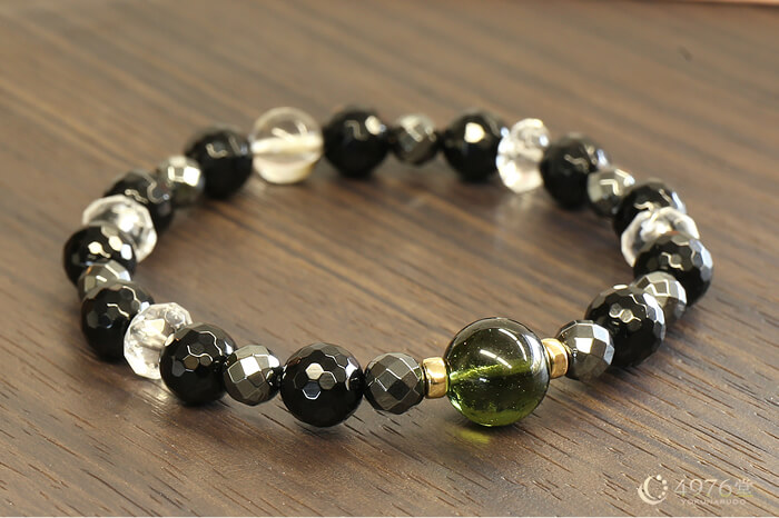 モルダバイト・リビアングラス・ギベオン パワーストーンブレスレット ゴールドフィルド