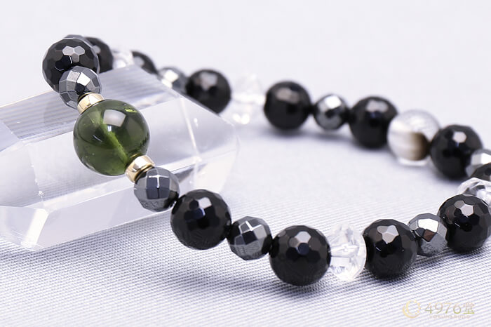 モルダバイト・リビアングラス・ギベオン パワーストーンブレスレット ゴールドフィルド