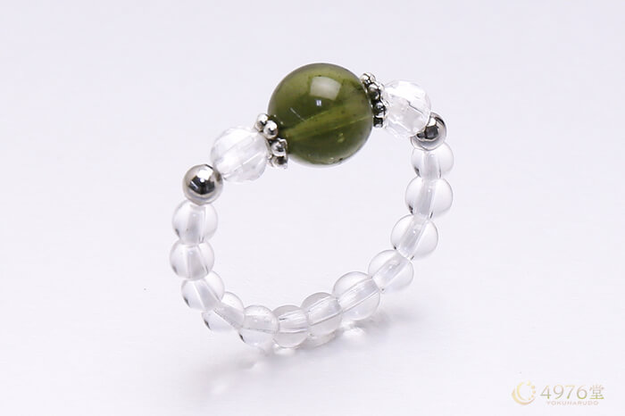 モルダバイト・水晶 パワーストーンリング デイジー