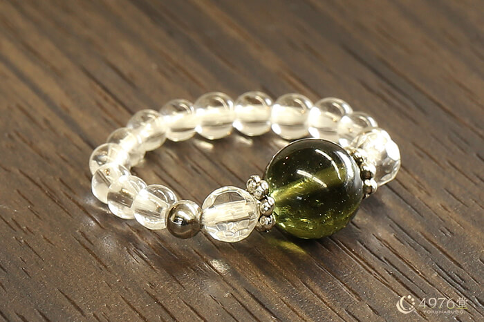 モルダバイト・水晶 パワーストーンリング デイジー