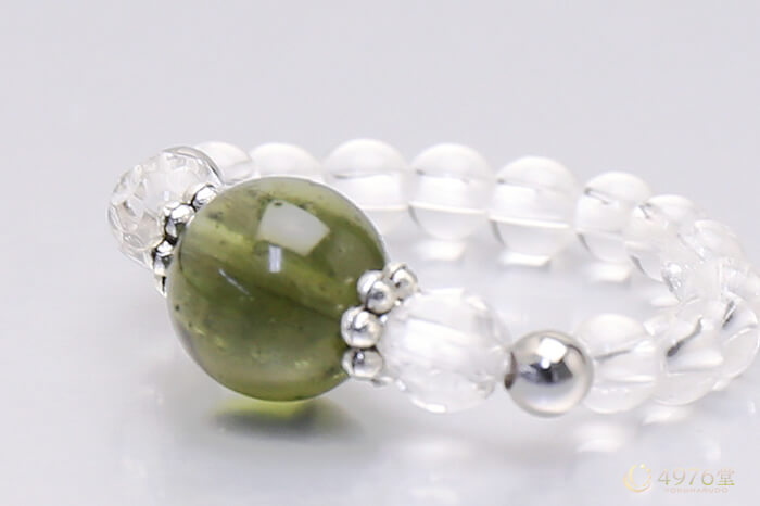 モルダバイト・水晶 パワーストーンリング デイジー