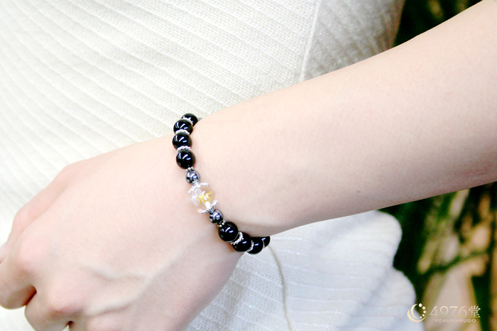 魔よけ 厄除け オニキス Aメタル3ポイント 梵字カーン（酉） ブレスレット