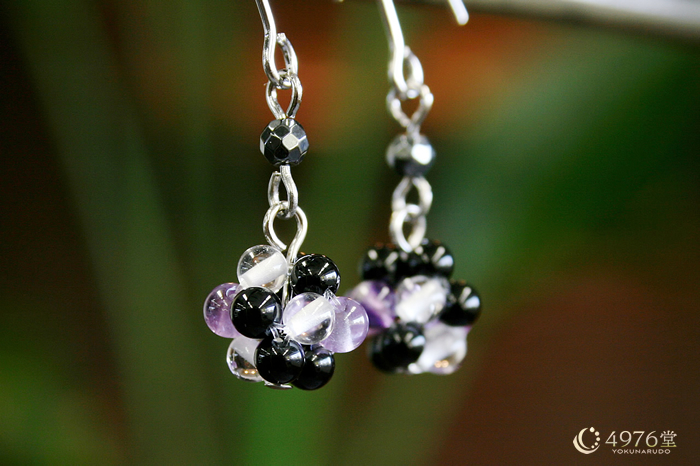 オニキス・アメジストMIX パワーストーンピアス