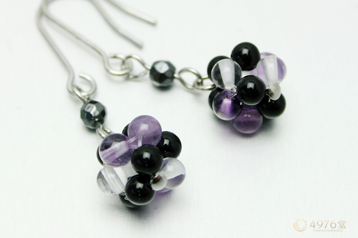 オニキス・アメジストMIX パワーストーンピアス