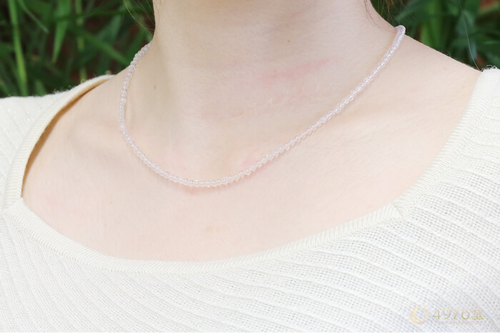 ローズクォーツネックレス 約42～46cm