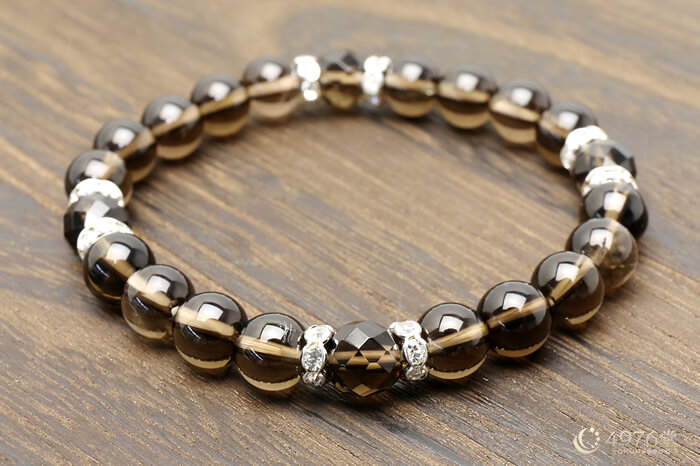 スモーキークォーツ パワーストーンブレスレット ロンデル4ポイント