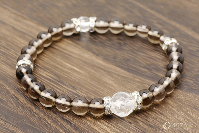 スモーキークォーツ パワーストーンブレスレット 水晶カット2ポイント