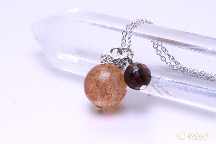 サンストーン・ガーネットカット パワーストーンネックレス