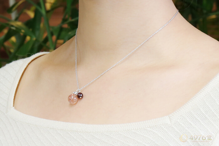 サンストーン・ガーネットカット パワーストーンネックレス