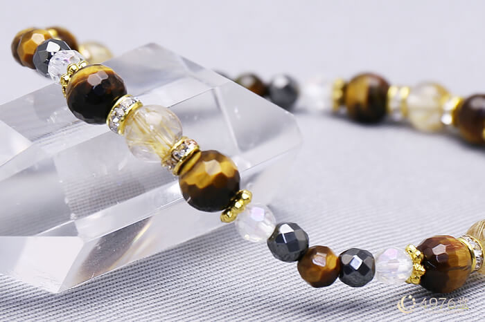 ルチルクォーツ・タイガーアイ・オーロラ水晶 ブレスレット