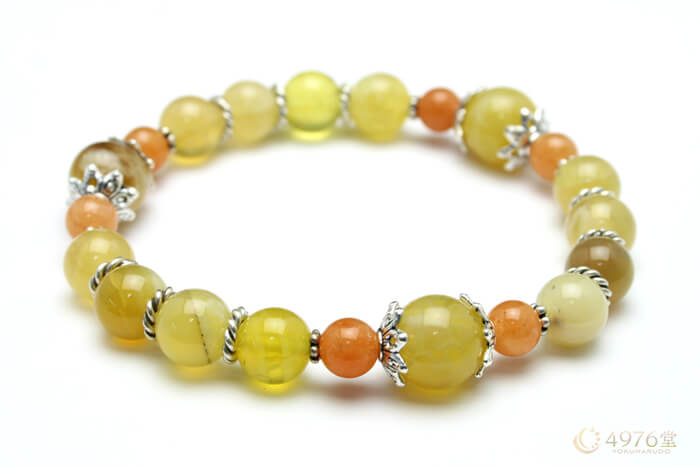 イエローコモンオパール・Aメタル3ポイント パワーストーンブレスレット