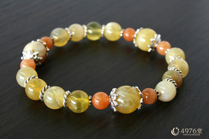 イエローコモンオパール・Aメタル3ポイント パワーストーンブレスレット