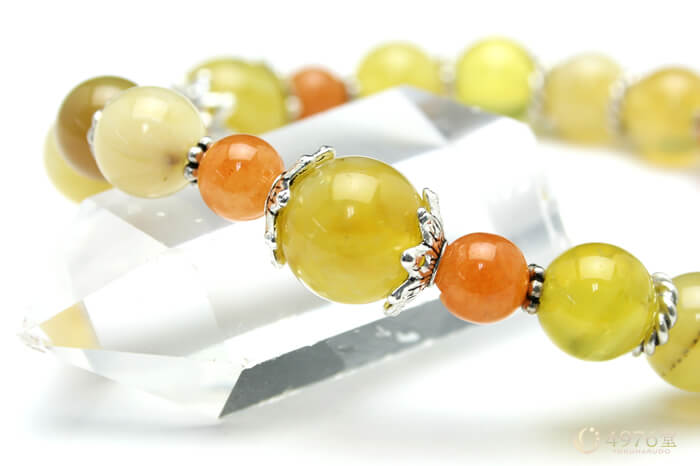 イエローコモンオパール・Aメタル3ポイント パワーストーンブレスレット