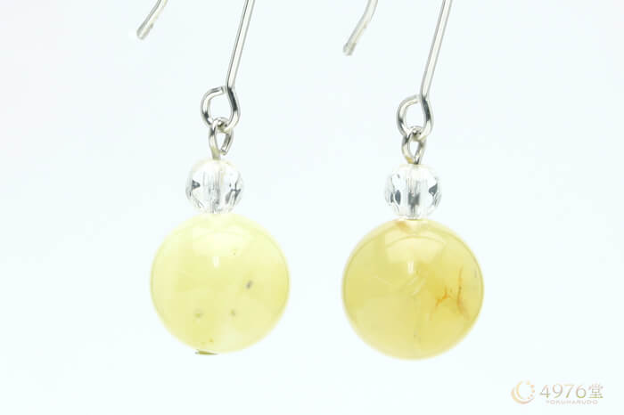 イエローコモンオパール・シンプル パワーストーンピアス