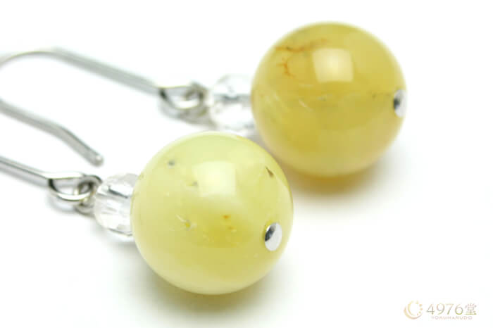 イエローコモンオパール・シンプル パワーストーンピアス