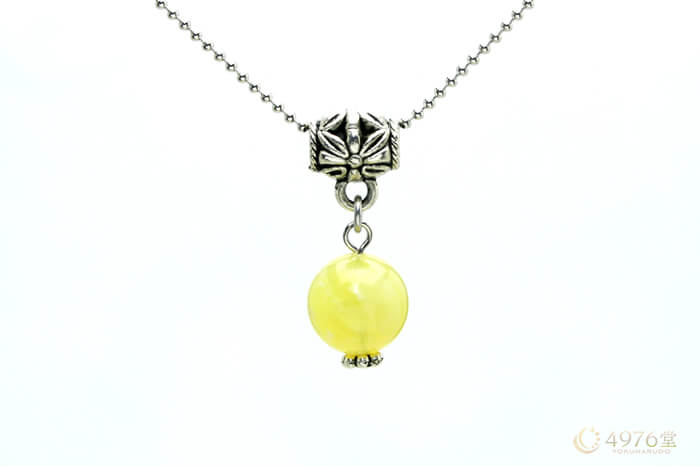 イエローコモンオパール・パイプチャーム パワーストーンネックレス